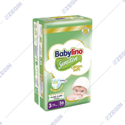 Daipers Babylino Sensitive Cotton Soft 3 midi, 4-9 kg, 56 pcs peleni za bebinja
